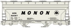 Accurail 81511 - Midwest Railroads - ACF 2-Bay Covered Hopper Monon (MON) 52087 - HO Scale