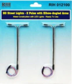 Rock Island Hobby 012100 - HO Street Light W 2 Vertical Poles And 2 Elbow Arms - HO Scale