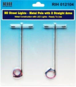 Rock Island Hobby 012104 - HO Scale Street Lights With Single Pole And 2 Straight Arms - HO Scale