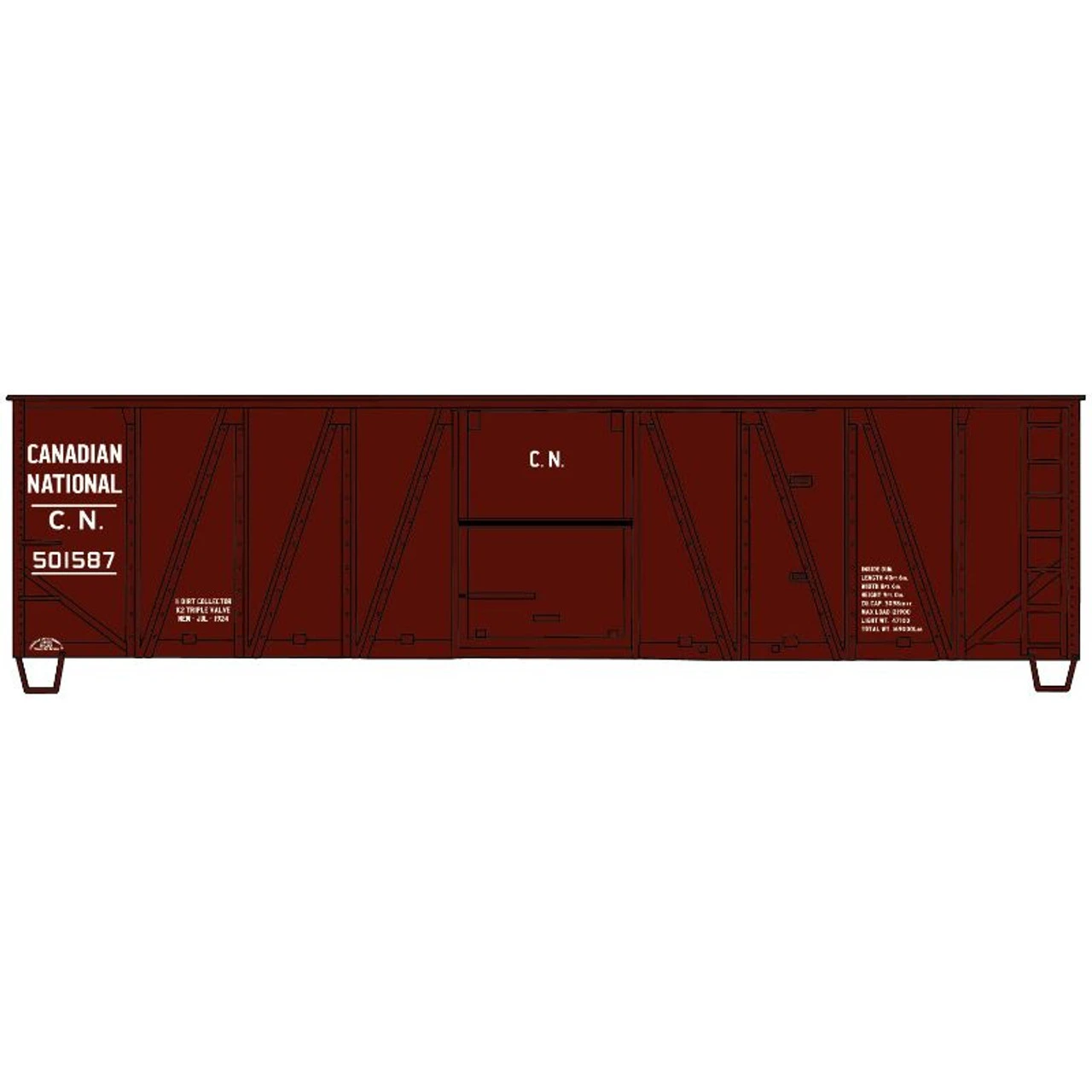Accurail 4121 - 40' Single Sheath Wood Boxcar Canadian National (CN) 501587 - HO Scale Kit 3 Accurail 4121 - 40' Single Sheath Wood Boxcar Canadian National (CN) 501587 - HO Scale Kit