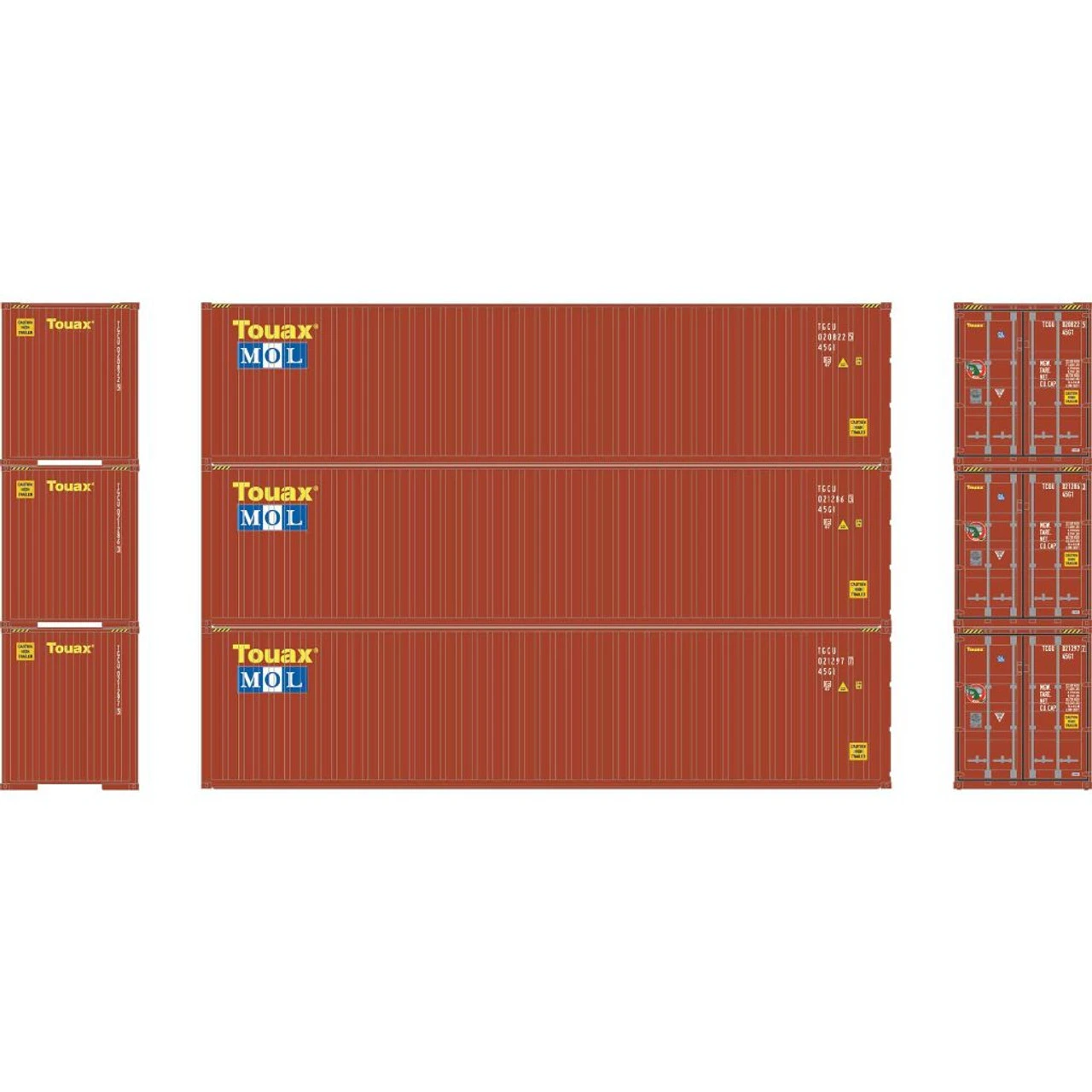 Athearn 17440 - 40' Corrugated Container (3) MOL - N Scale 3 Athearn 17440 - 40' Corrugated Container (3) MOL - N Scale