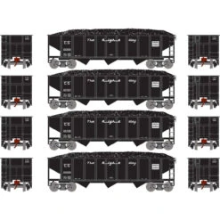 Athearn 25571 - 40' 3-Bay Ribbed Hopper W/ Load Central Of Georgia Railroad (CG) 22305, 22167, 22126, 22029 - N Scale