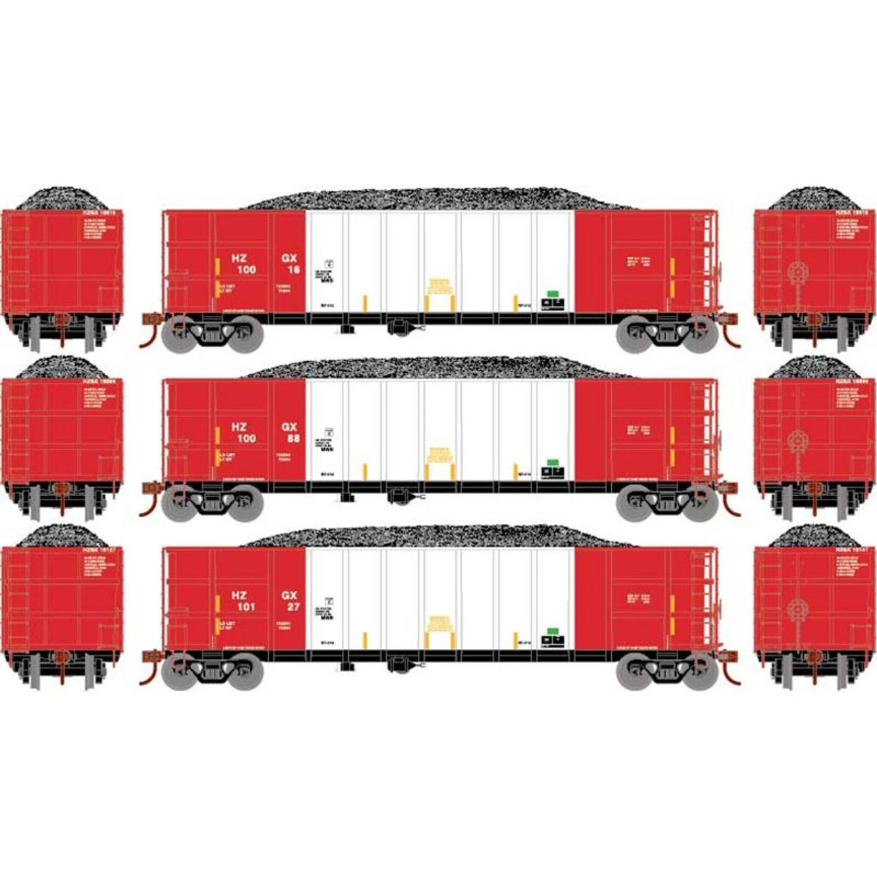 Athearn RTR 7480 - Thrall High Side Gondola W/Load Herzog (HZGX) 10016, 10088, 10127 - HO Scale 3 Athearn RTR 7480 - Thrall High Side Gondola W/Load Herzog (HZGX) 10016, 10088, 10127 - HO Scale
