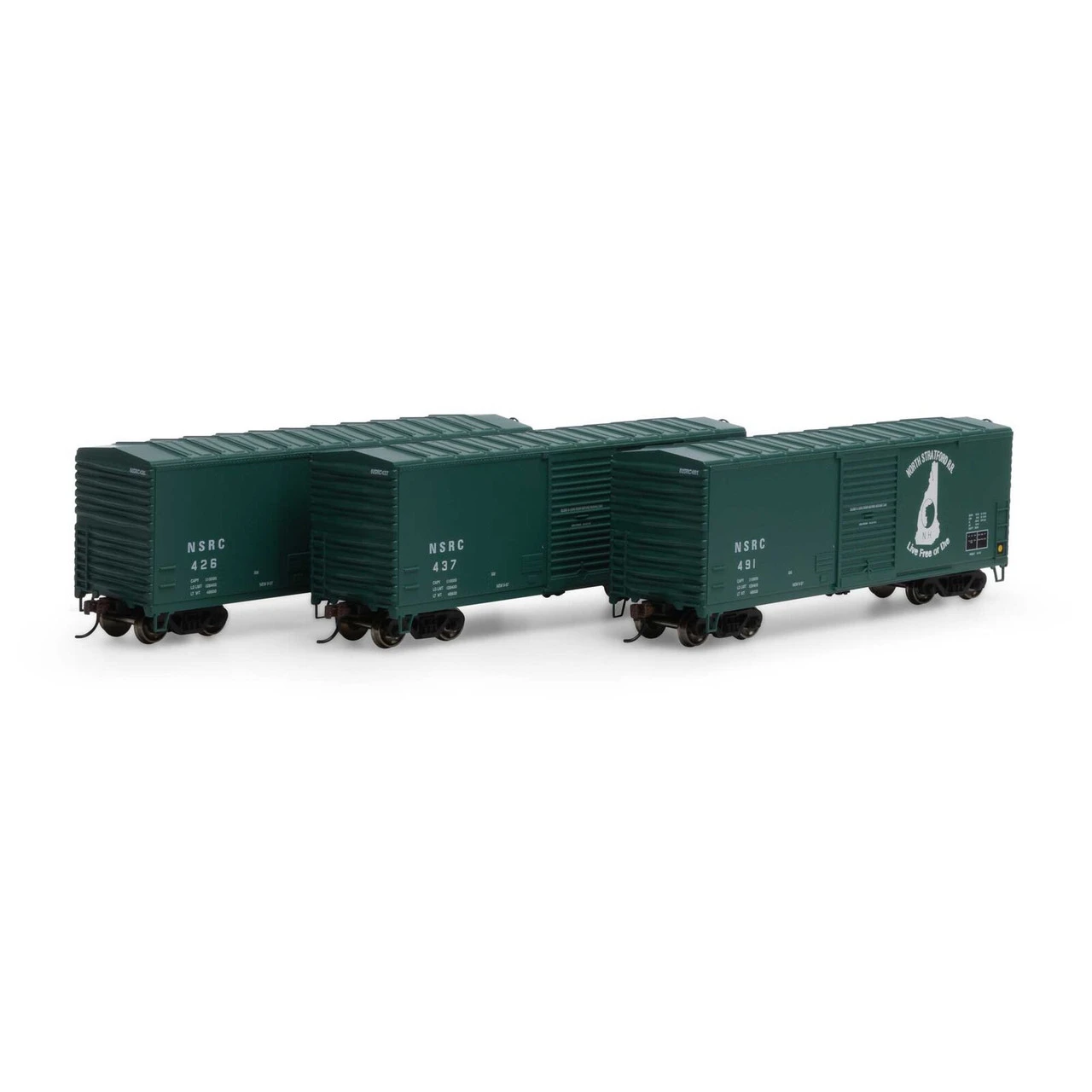Athearn 67744 - 40' Modern Box Car North Stratford (NSRC) (3 Pack) - HO Scale 3 Athearn 67744 - 40' Modern Box Car North Stratford (NSRC) (3 Pack) - HO Scale