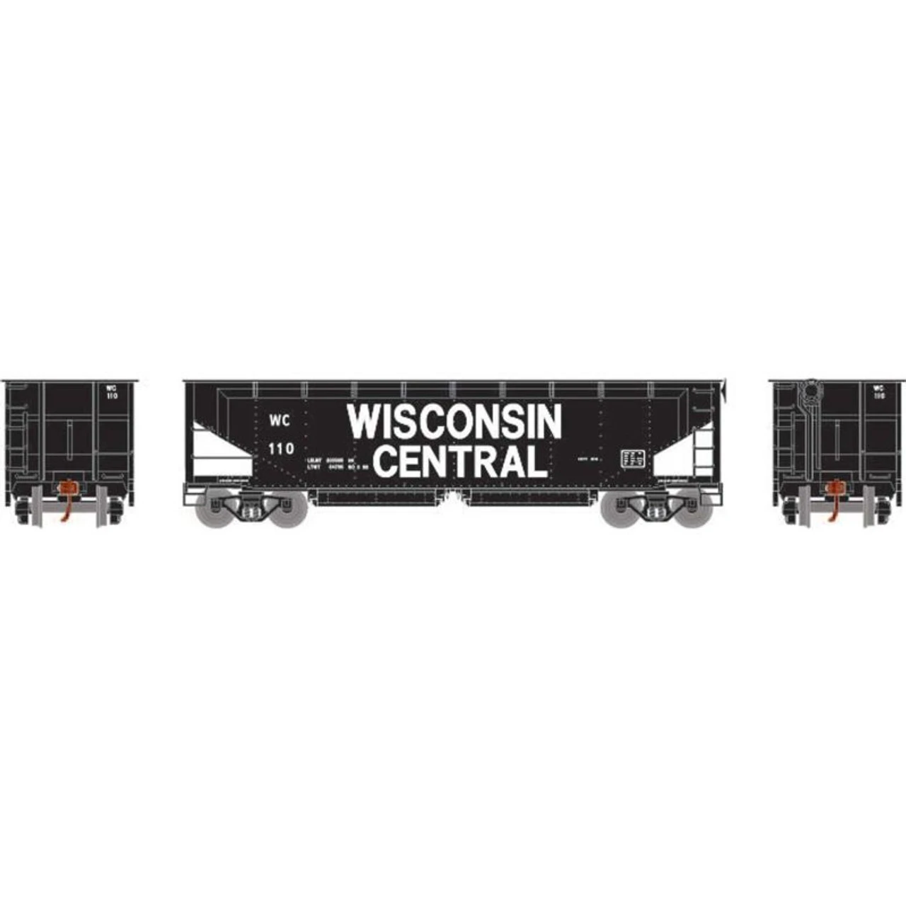 Athearn RTR 7076 - 40' Offset Ballast Hopper W/ Load Wisconsin Central (WC) 110 - HO Scale 3 Athearn RTR 7076 - 40' Offset Ballast Hopper W/ Load Wisconsin Central (WC) 110 - HO Scale