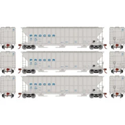 Athearn RTR 81588 - FMC 4700 Covered Hopper Procor (UNPX) 121038, 121047, 121066 - HO Scale