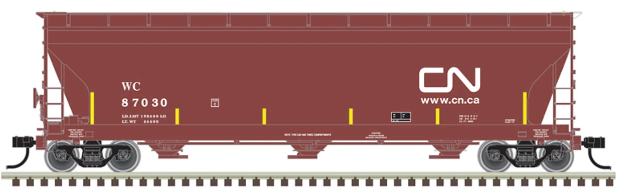 Atlas 20006949 - ACF® 4650 Centerflow Hopper Canadian National (WC) 87030 - HO Scale 3 Atlas 20006949 - ACF® 4650 Centerflow Hopper Canadian National (WC) 87030 - HO Scale