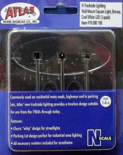 Atlas 70000198 - WALL MOUNT SQUARE LIGHT, BRONZE, COOL WHITE LED [3-PACK] - N Scale