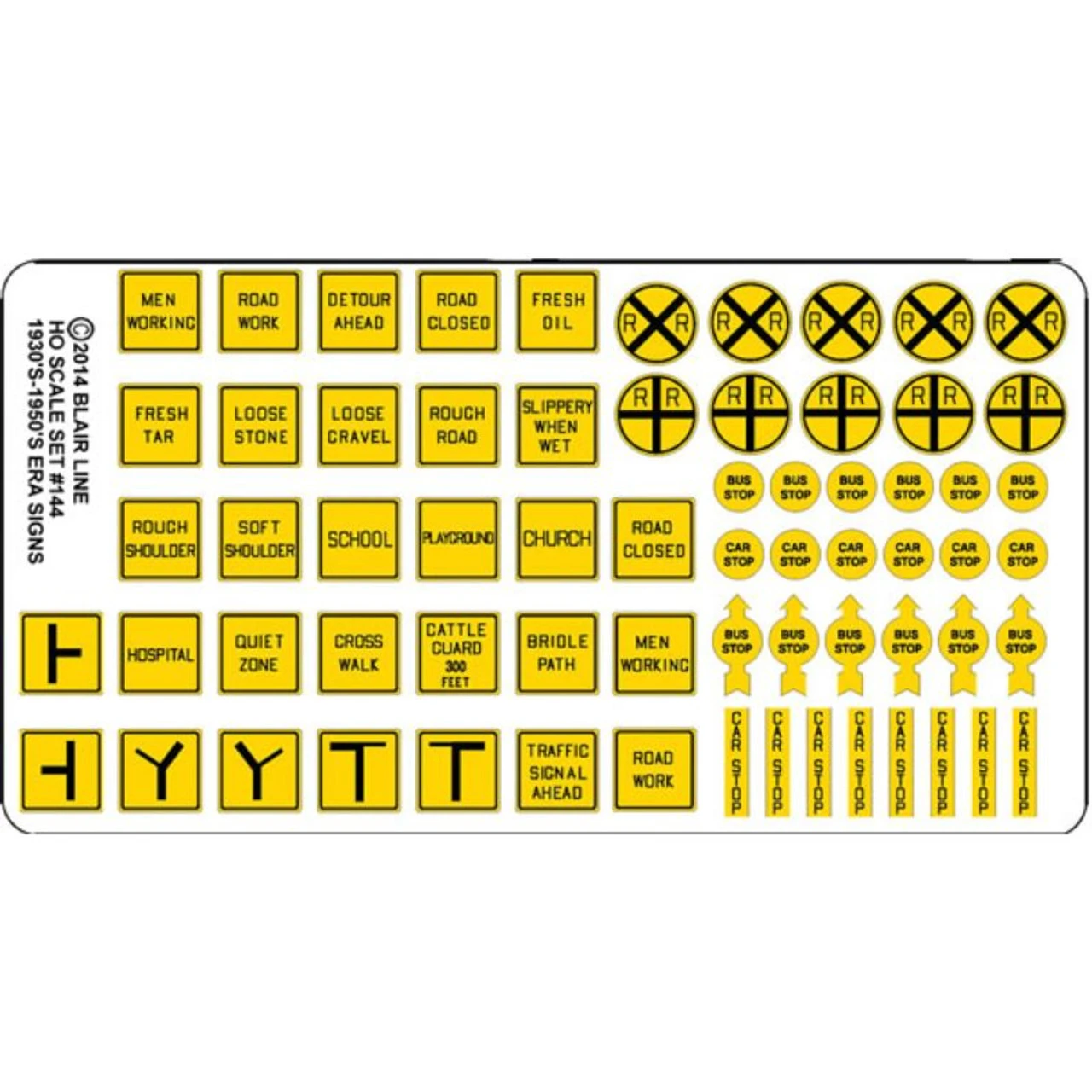 Blair Line 044 - Highway Signs -- Vintage Caution 1930s-1950s (black, Yellow) - N Scale Kit 3 Blair Line 044 - Highway Signs -- Vintage Caution 1930s-1950s (black, Yellow) - N Scale Kit