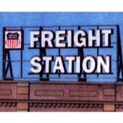 Blair Line 1503 - Laser-Cut Wood Billboards - Small For Z, N & HO -- Freight Station W/30 Railroad Heralds 2-1/2" Wide X 1-3/8" Tall 6.2 X 3.4cm - Multi Scale Kit