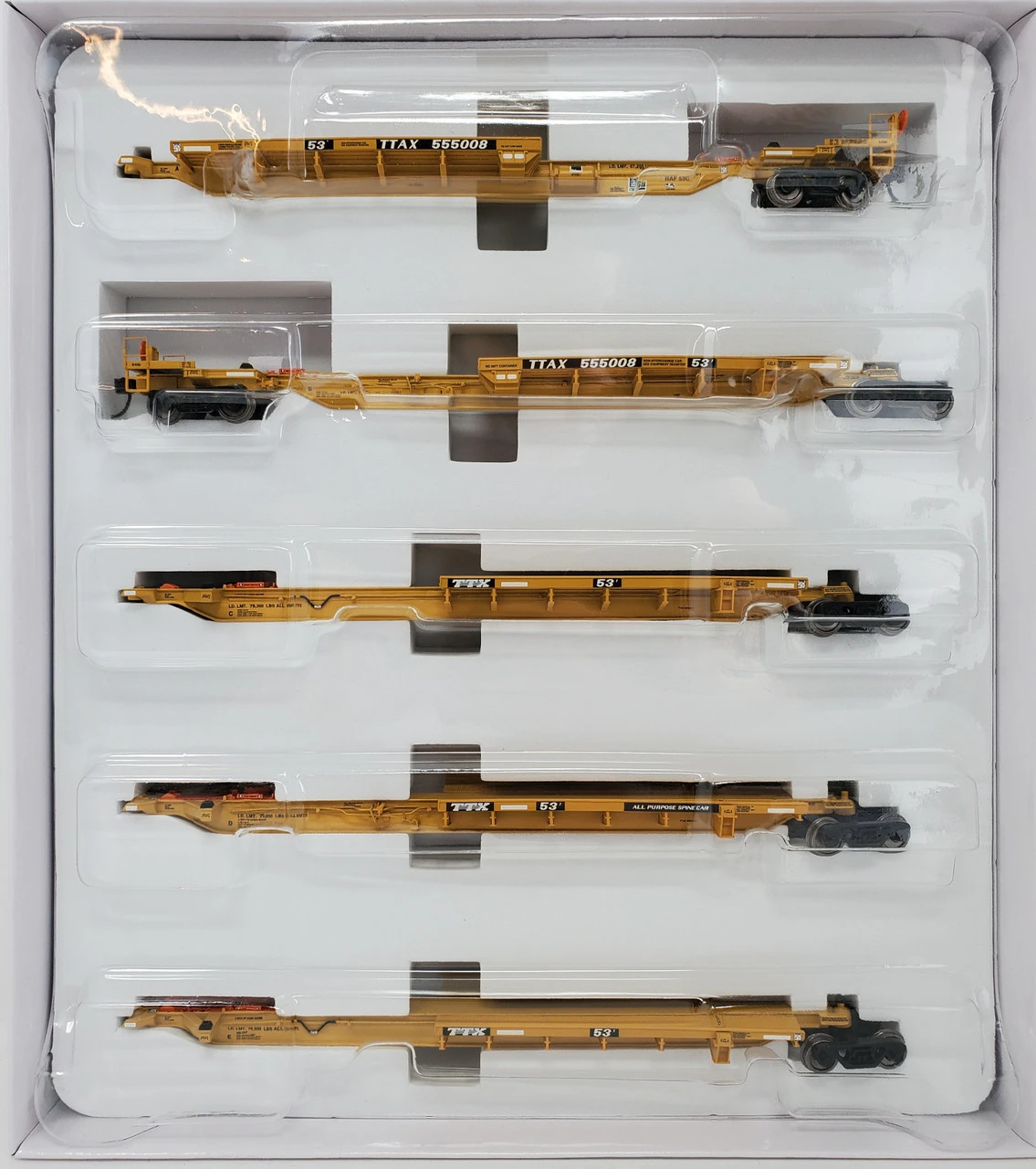 Bowser 42828 - Trinity 53' "RAF 53C" 5 Unit Spine Car TTAX 555189 - HO Scale 3 Bowser 42828 - Trinity 53' "RAF 53C" 5 Unit Spine Car TTAX 555189 - HO Scale