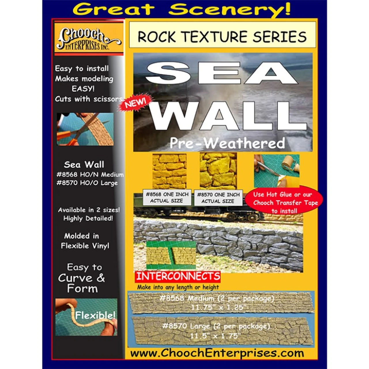 Chooch 8568 - Flexible Sea Wall Medium (2 Pieces) - HO Scale 3 Chooch 8568 - Flexible Sea Wall Medium (2 Pieces) - HO Scale
