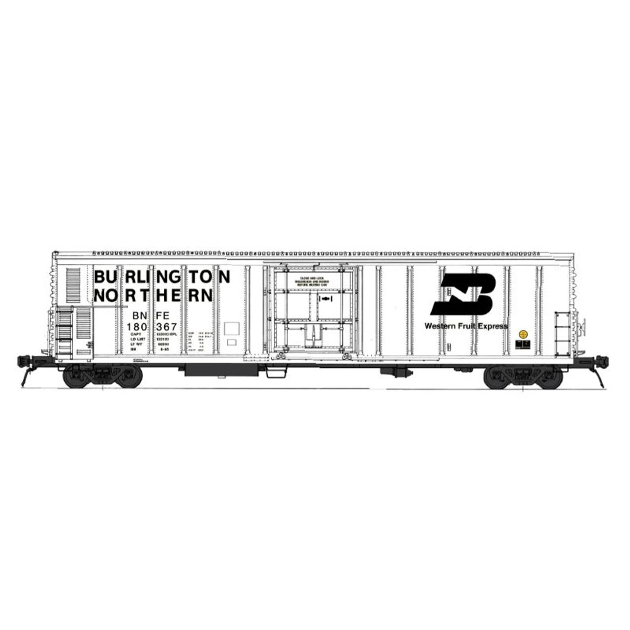 InterMountain 3482602 - R-70-15 Refrigerator Car - White Burlington Northern (BNFE) 180388 - HO Scale 3 InterMountain 3482602 - R-70-15 Refrigerator Car - White Burlington Northern (BNFE) 180388 - HO Scale