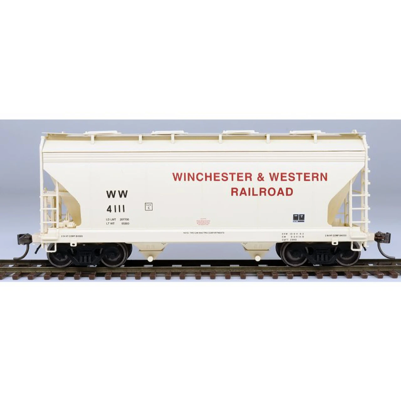 InterMountain 46514-22 - ACF 2-Bay Covered Hopper Winchester And Western Railroad (WW) 4113 - HO Scale 3 InterMountain 46514-22 - ACF 2-Bay Covered Hopper Winchester And Western Railroad (WW) 4113 - HO Scale