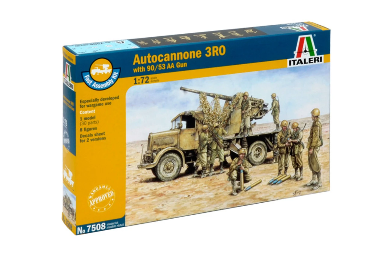 Italeri 7508 - Autocannone RO3 With 90/53 AA Gun (2 FAST ASSEMBLY MODELS) Italy - 1:72 Scale Kit 3 Italeri 7508 - Autocannone RO3 With 90/53 AA Gun (2 FAST ASSEMBLY MODELS) Italy - 1:72 Scale Kit
