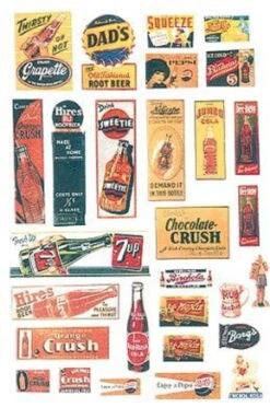 JL Innovative 406 - Uncommon & Unusual Soft Drink Signs 1940s-50s (54 Signs) - HO Scale