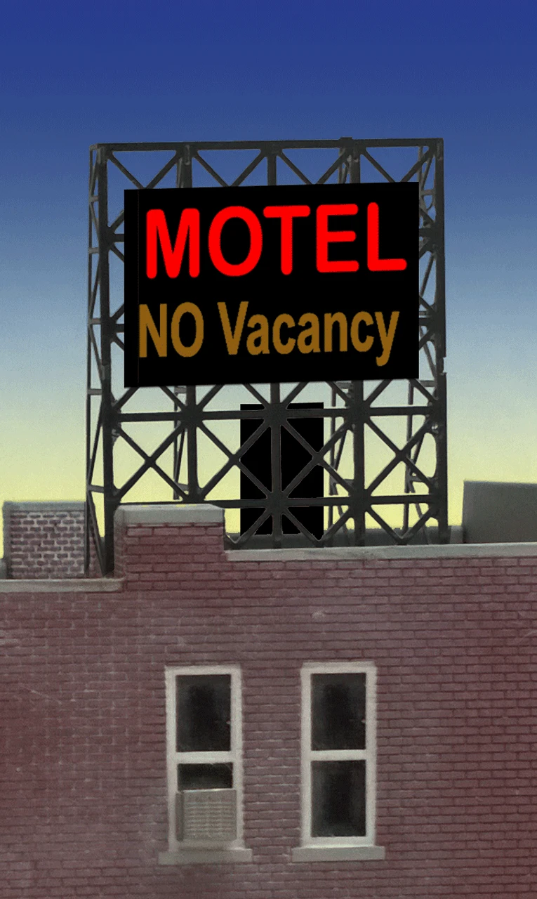 Miller Engineering 338975 - Animated Motel Billboard - N Or Z Scale 3 Miller Engineering 338975 - Animated Motel Billboard - N Or Z Scale