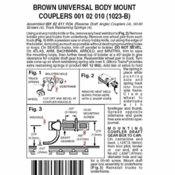 Micro-Trains 00102010 - Brown Universal Body Mount Couplers Assembled - 2 Pair