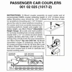 Micro-Trains 00102025 - Passenger Car Couplers Assembled - 2 Pair