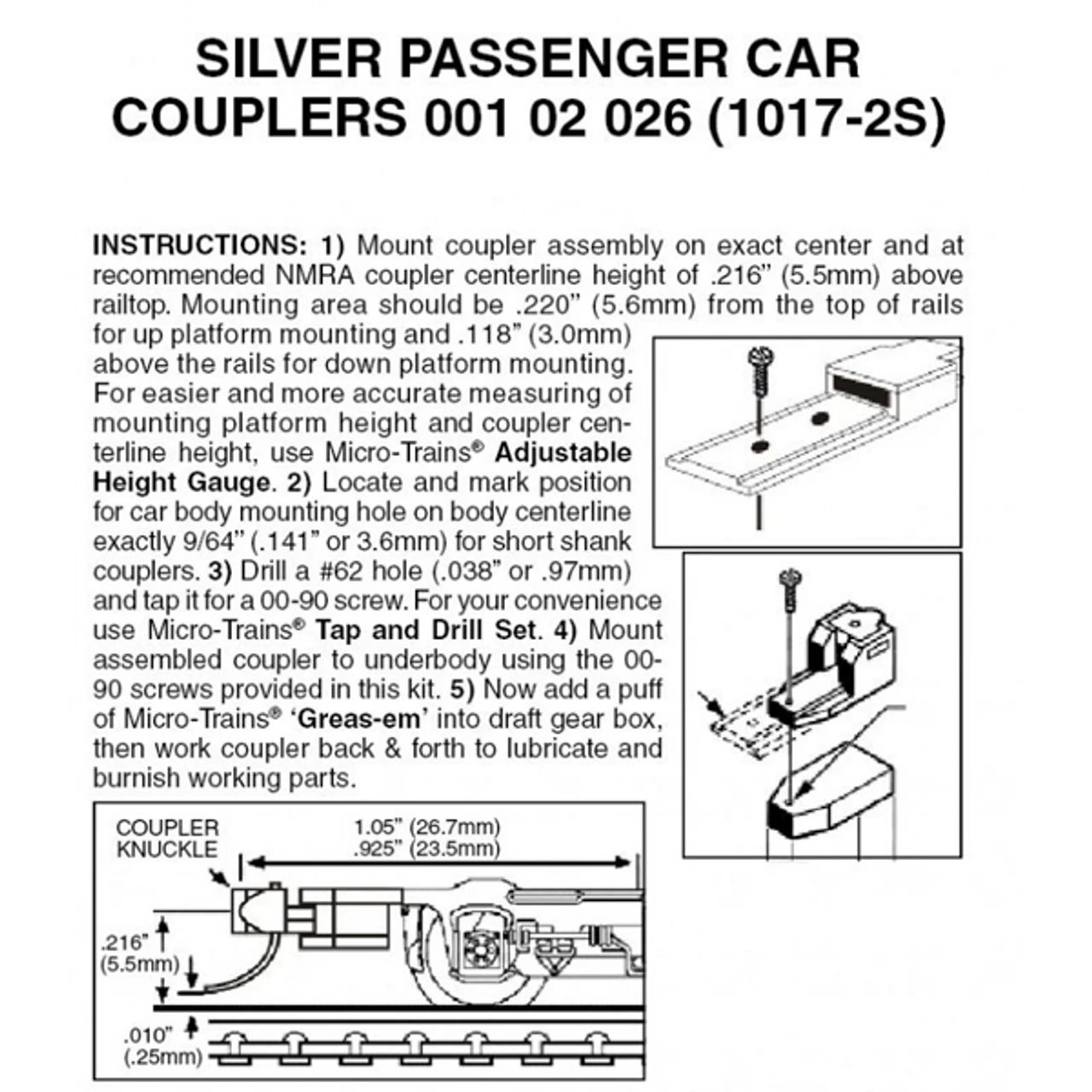 Micro-Trains 00102026 - Silver Passenger Car Couplers Assembled - 2 Pair 3 Micro-Trains 00102026 - Silver Passenger Car Couplers Assembled - 2 Pair