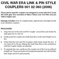 Micro-Trains 00102060 - CWE Link And Pin Style Couplers (2006) - 2 Pair