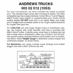 Micro-Trains 00302012 - Andrews Trucks With Medium Extension Couplers (1053) 1 Pair