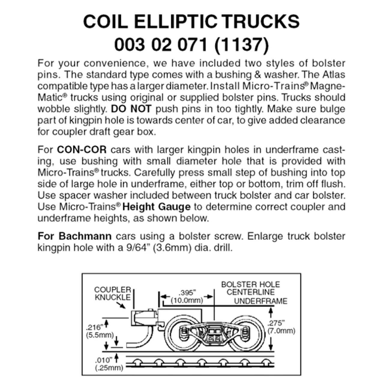 Micro-Trains 00302071 - Coil Elliptic Trucks With Short Extension Couplers (1137) 1 Pair 3 Micro-Trains 00302071 - Coil Elliptic Trucks With Short Extension Couplers (1137) 1 Pair