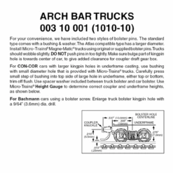 Micro-Trains 00310001 - Arch Bar Trucks With Short Extension Couplers (1010-10) 10 Pair