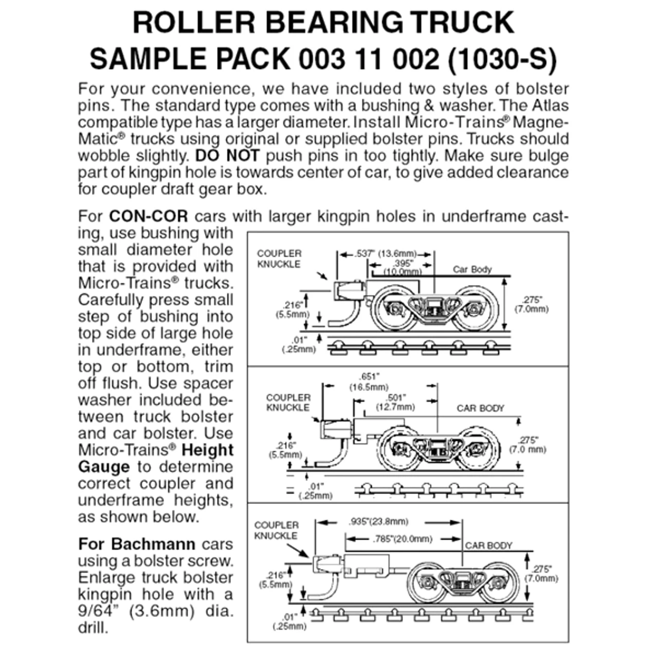 Micro-Trains 00311002 - Roller Bearing Trucks Sampler Pack (1030-S) 3 Pair 3 Micro-Trains 00311002 - Roller Bearing Trucks Sampler Pack (1030-S) 3 Pair