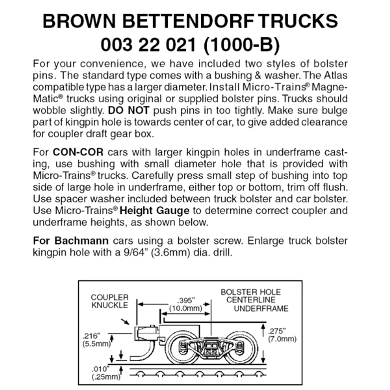 Micro-Trains 00322021 - Bettendorf Trucks With Short Extension Couplers - Brown (1000-B) 1 Pair 3 Micro-Trains 00322021 - Bettendorf Trucks With Short Extension Couplers - Brown (1000-B) 1 Pair