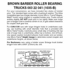 Micro-Trains 00322041 - Barber Roller Bearing Trucks With Short Extension Couplers - Brown (1035-B) 1 Pair
