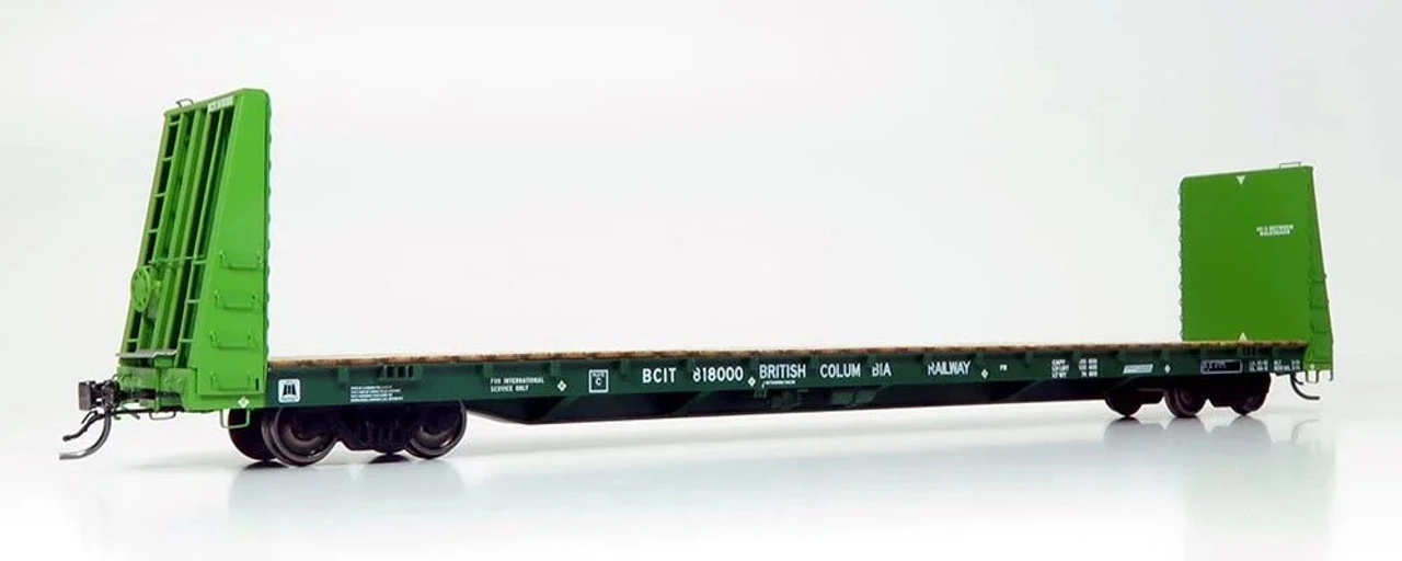 Rapido 147006A - Marine Industries 66' Bulkhead Flatcar British Columbia Railway (BCIT) 818010 - HO Scale 3 Rapido 147006A - Marine Industries 66' Bulkhead Flatcar British Columbia Railway (BCIT) 818010 - HO Scale