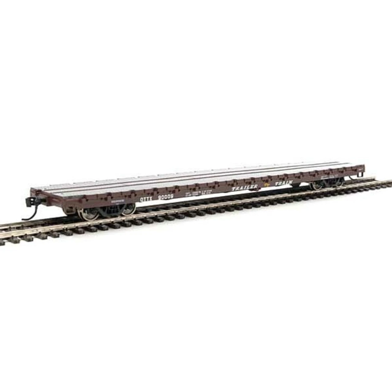 Walthers Mainline 910-5343 - 60' Pullman-Standard Flatcar - Ready To Run -- Trailer-Train (Farm Machinery Service; Brown, Yellow TT Logo) OTTX 90009 - HO Scale 3 Walthers Mainline 910-5343 - 60' Pullman-Standard Flatcar - Ready To Run -- Trailer-Train (Farm Machinery Service; Brown, Yellow TT Logo) OTTX 90009 - HO Scale