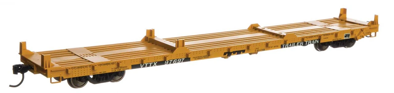 Walthers Mainline 910-5418 - 60' Pullman-Standard Flatcar Trailer Train (VTTX) 97697 - HO Scale 3 Walthers Mainline 910-5418 - 60' Pullman-Standard Flatcar Trailer Train (VTTX) 97697 - HO Scale