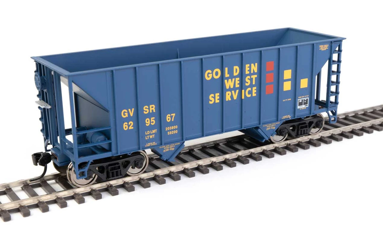 Walthers Mainline 910-56605 - 34' 100-Ton 2-Bay Hopper Golden West Service (GVSR) 629567 - HO Scale 3 Walthers Mainline 910-56605 - 34' 100-Ton 2-Bay Hopper Golden West Service (GVSR) 629567 - HO Scale